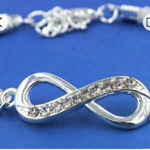 New Silver and Rhinestone Infinity Bracelet